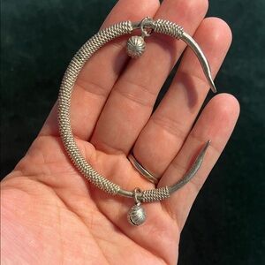 Vintage Silver Coil Wrapped Bangle Bracelet